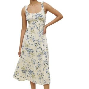 NWT Reformation Darby Floral Print Tie Strap Midi Dress in Clarita